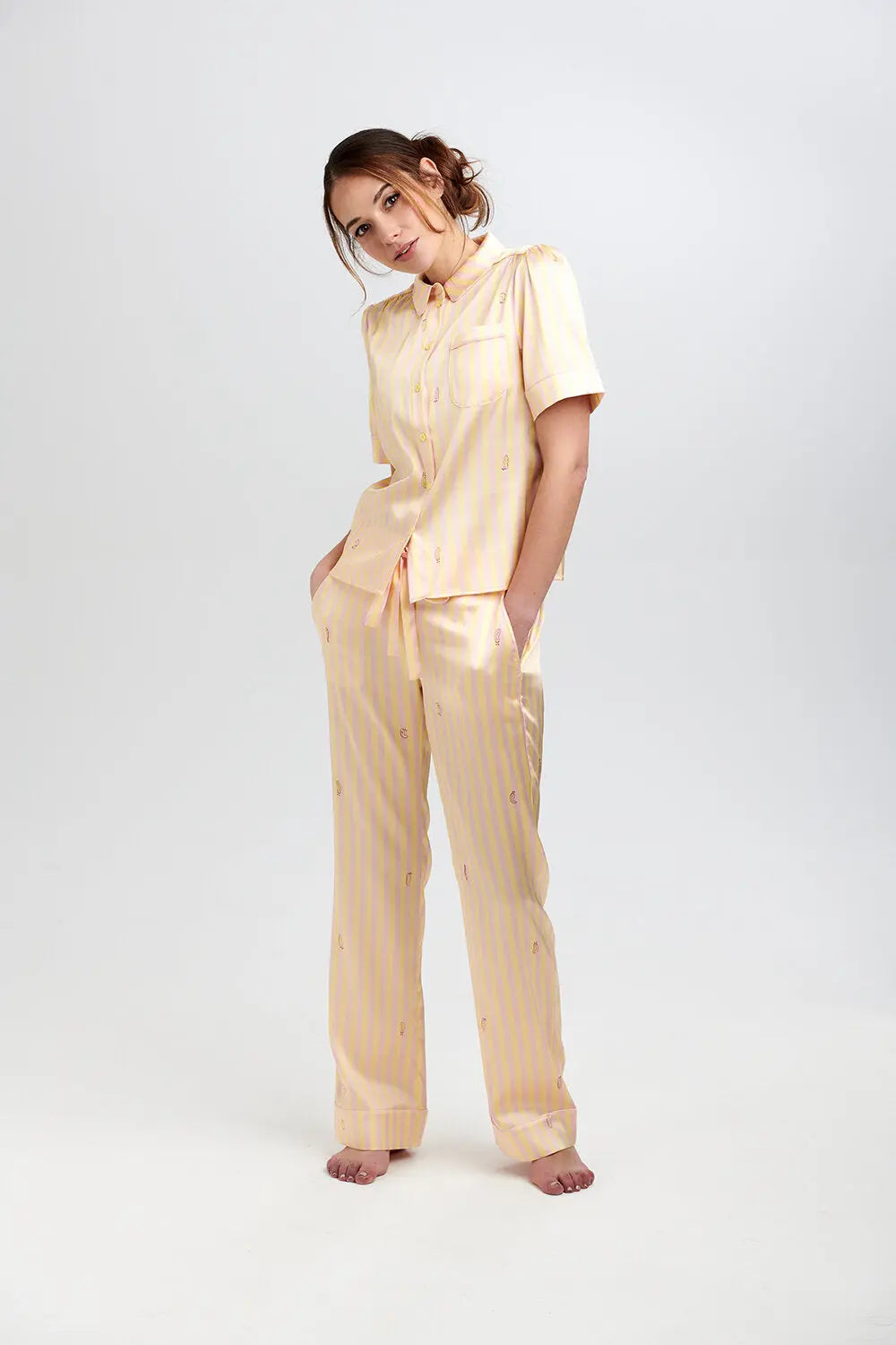 Poppy Lemonade Stripe Silk Blouse Sleepy Wilson