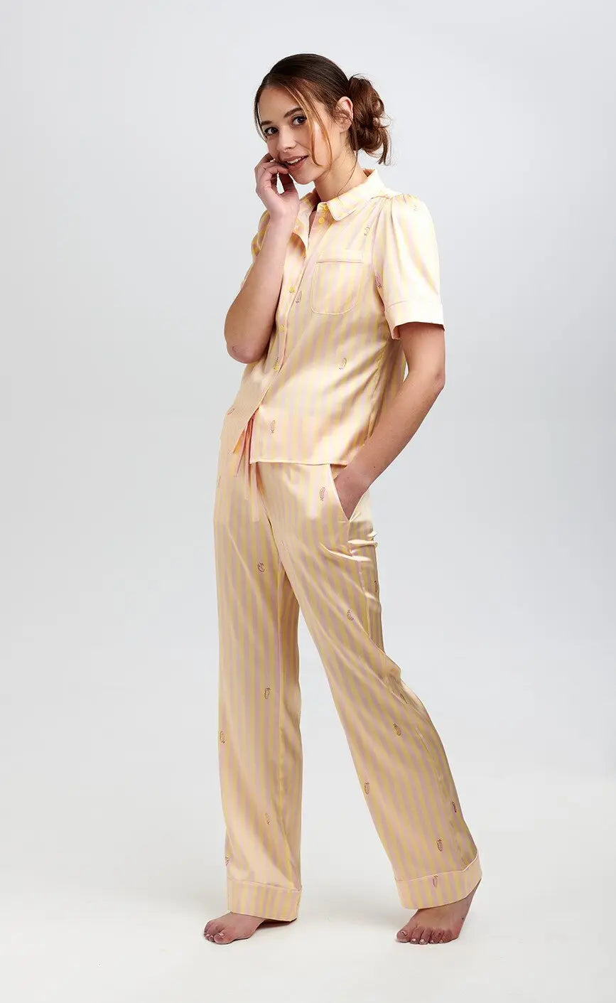 Poppy Lemonade Stripe Silk Trouser Sleepy Wilson