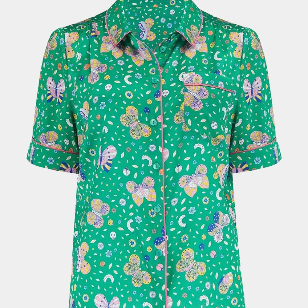 Poppy Rainforest Butterfly Silk Blouse Sleepy Wilson