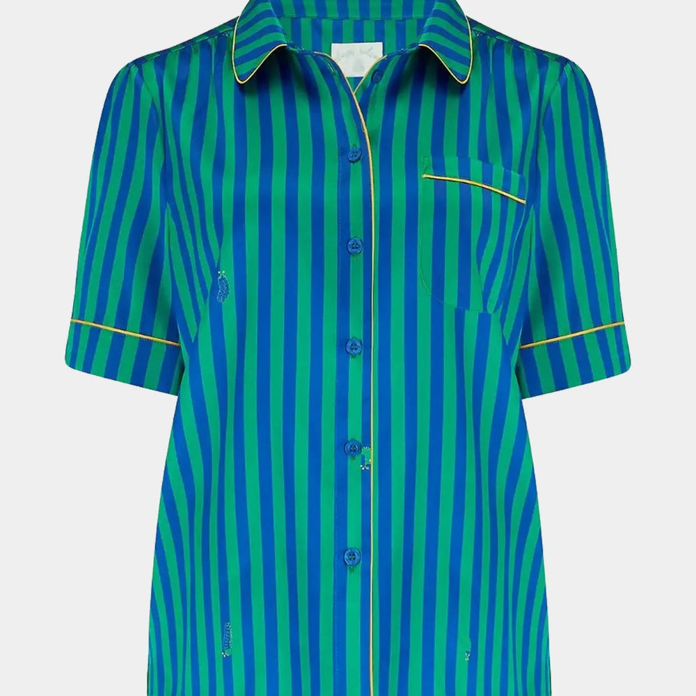 Poppy Rainforest Stripe Silk Blouse Sleepy Wilson