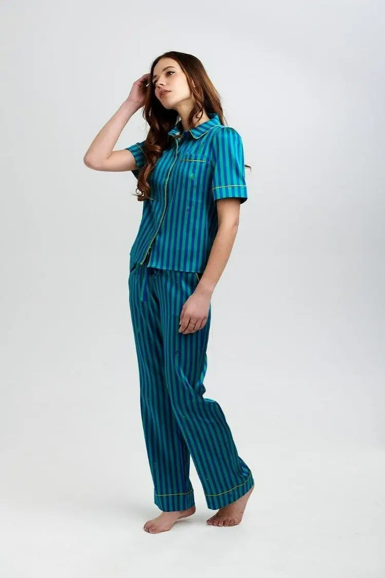 Poppy Rainforest Stripe Silk Blouse Sleepy Wilson