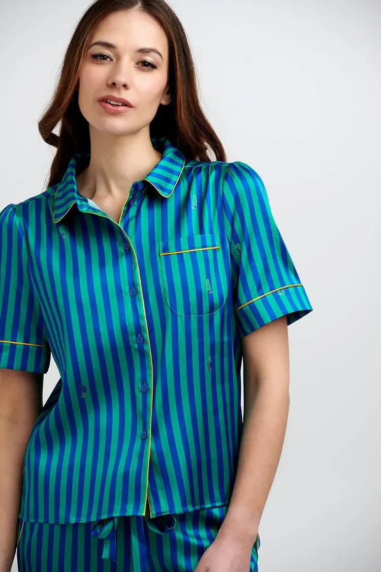 Poppy Rainforest Stripe Silk Blouse Sleepy Wilson