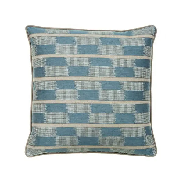 Positano Aqua Reverse, Sustainable Feather, Cushion Linen Blend Geometric Andrew Martin