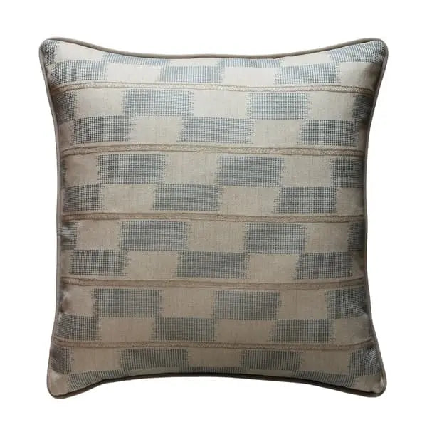 Positano Aqua, Sustainable Feather, Cushion Cotton Blend Geometric & Stripe Andrew Martin