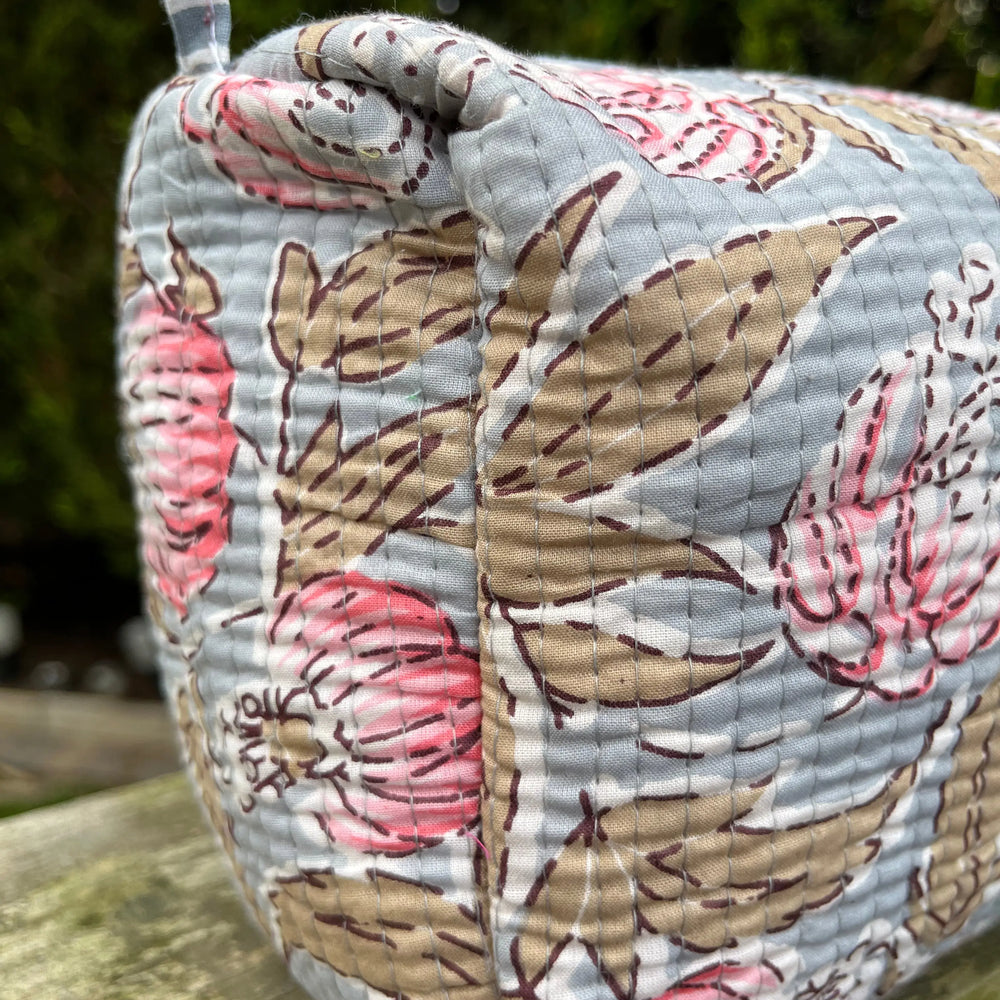 Powder Blue Quilted Make Up Bag Naree Clothing