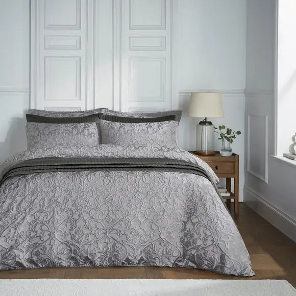 Presley Damask Jacquard Duvet Cover and Pillowcase Set Dunelm