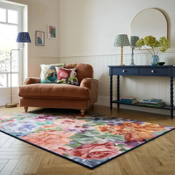 Primrose Floral Wool Rug Dunelm