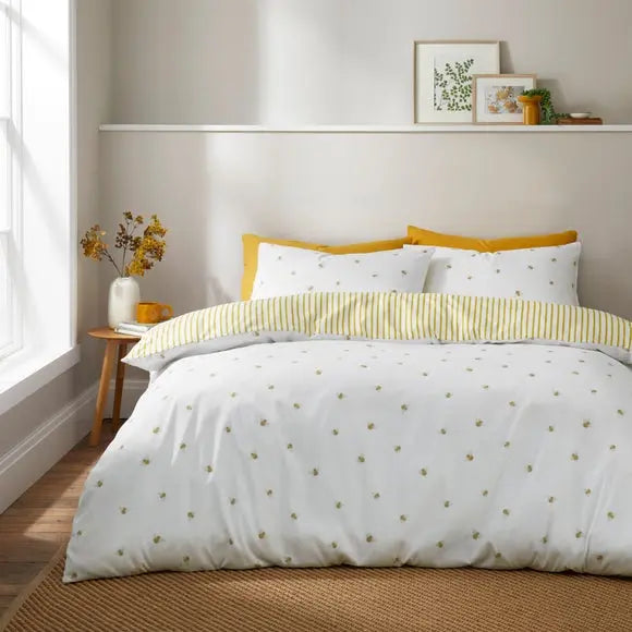 Printed Bee Duvet Cover & Pillowcase Set Dunelm