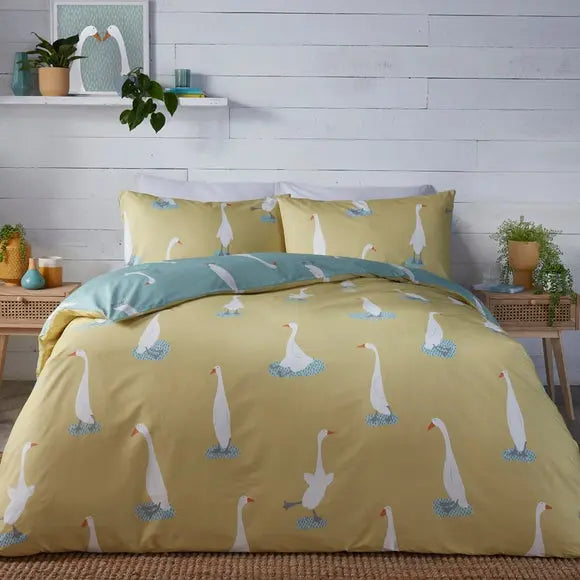 Puddles the Duck Yellow Duvet Cover and Pillowcase Set Dunelm