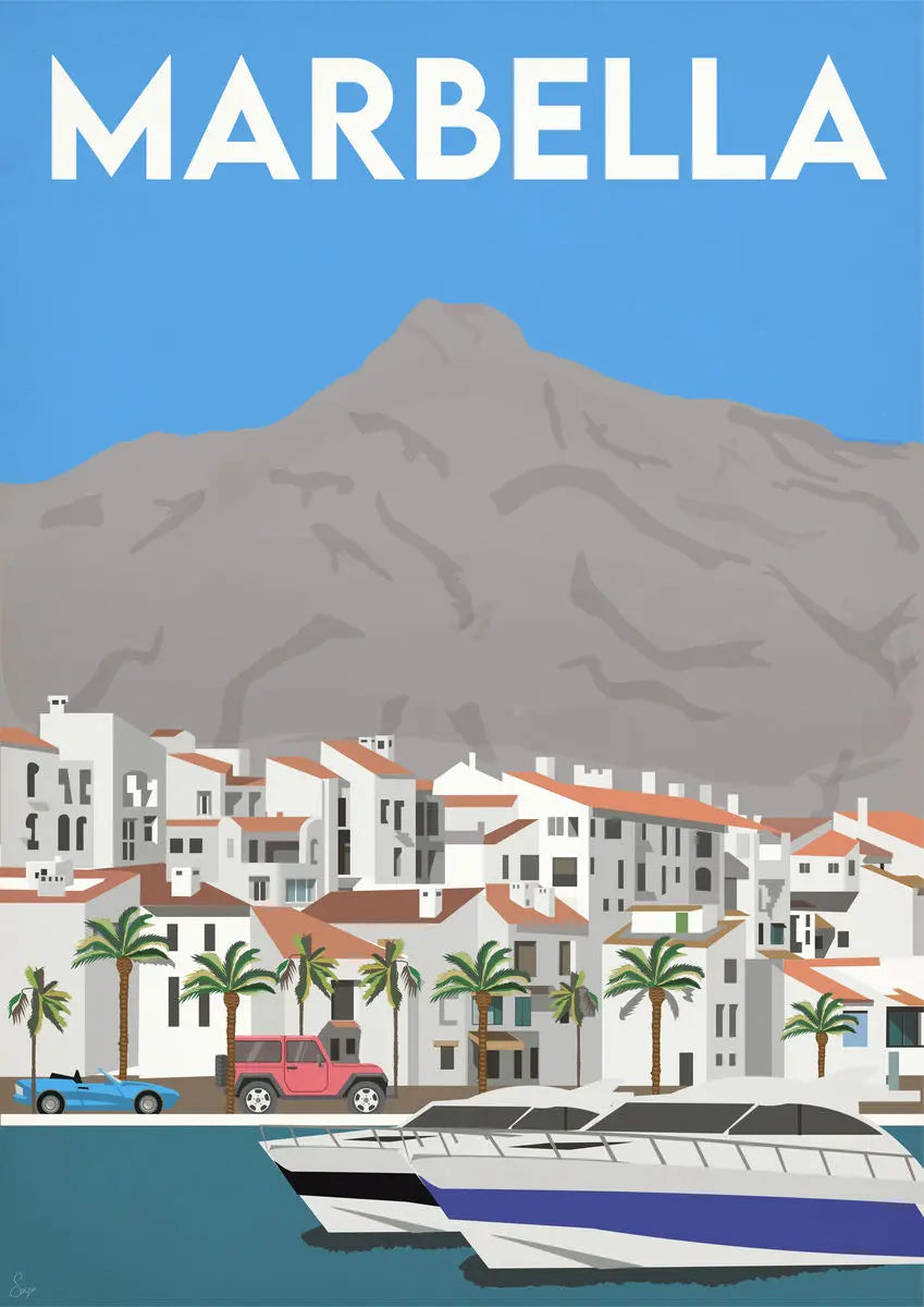 Puerto Banús, Marbella Travel art by SAX Doodle