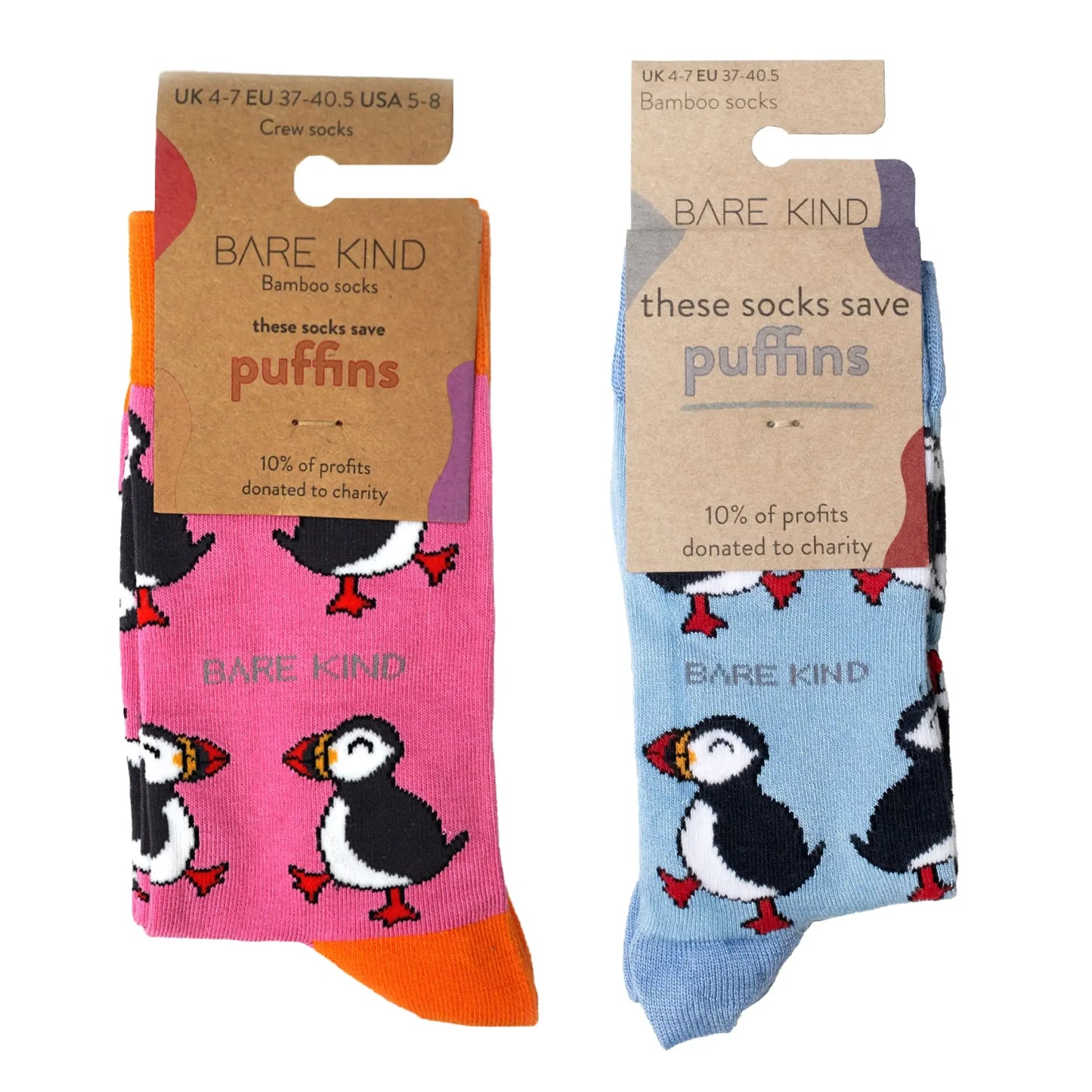 Puffin Couple 2 Pack Bamboo Sock Set Bare Kind