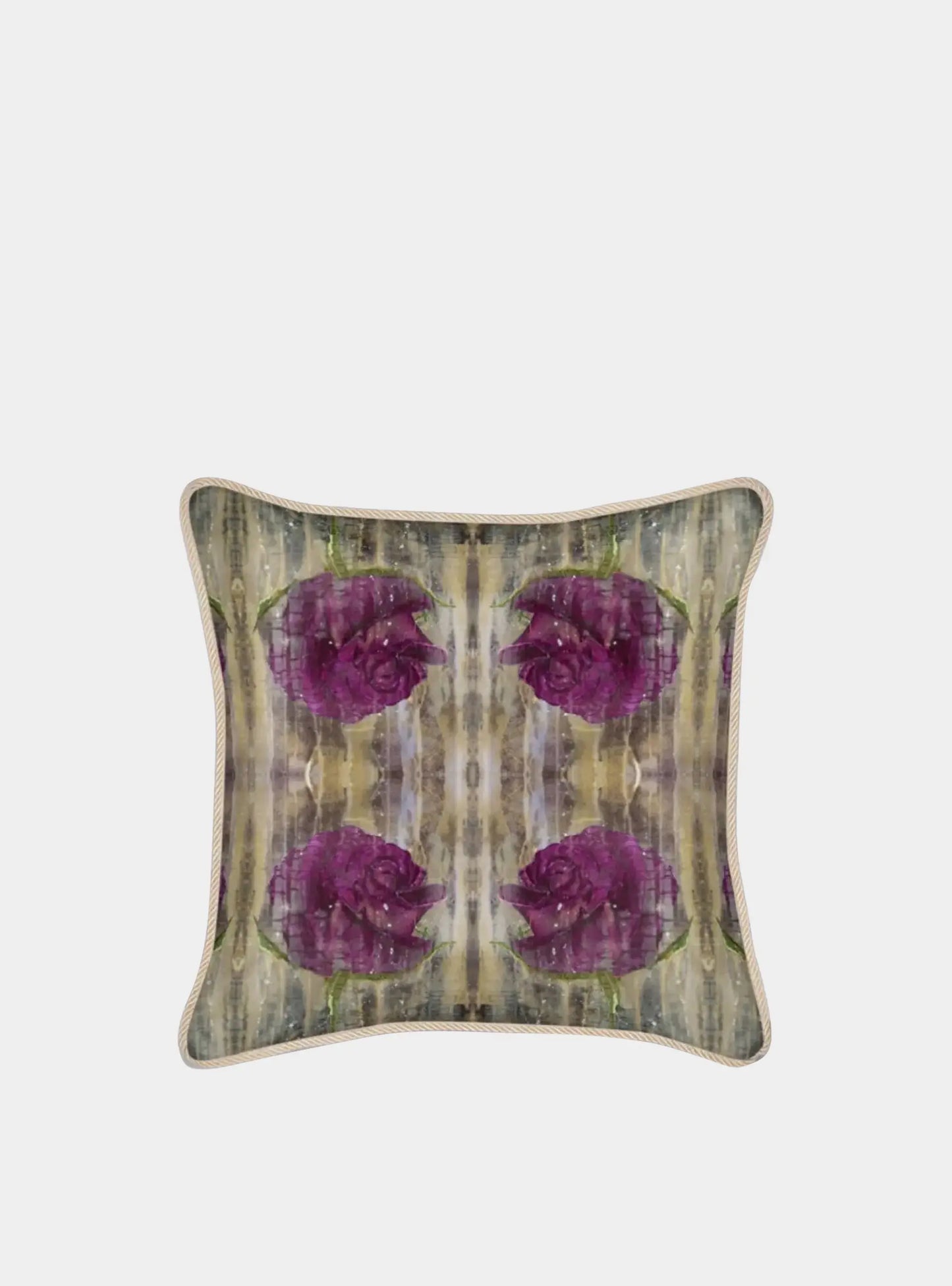 Purple Roses Silk Cushion Long Studio Design
