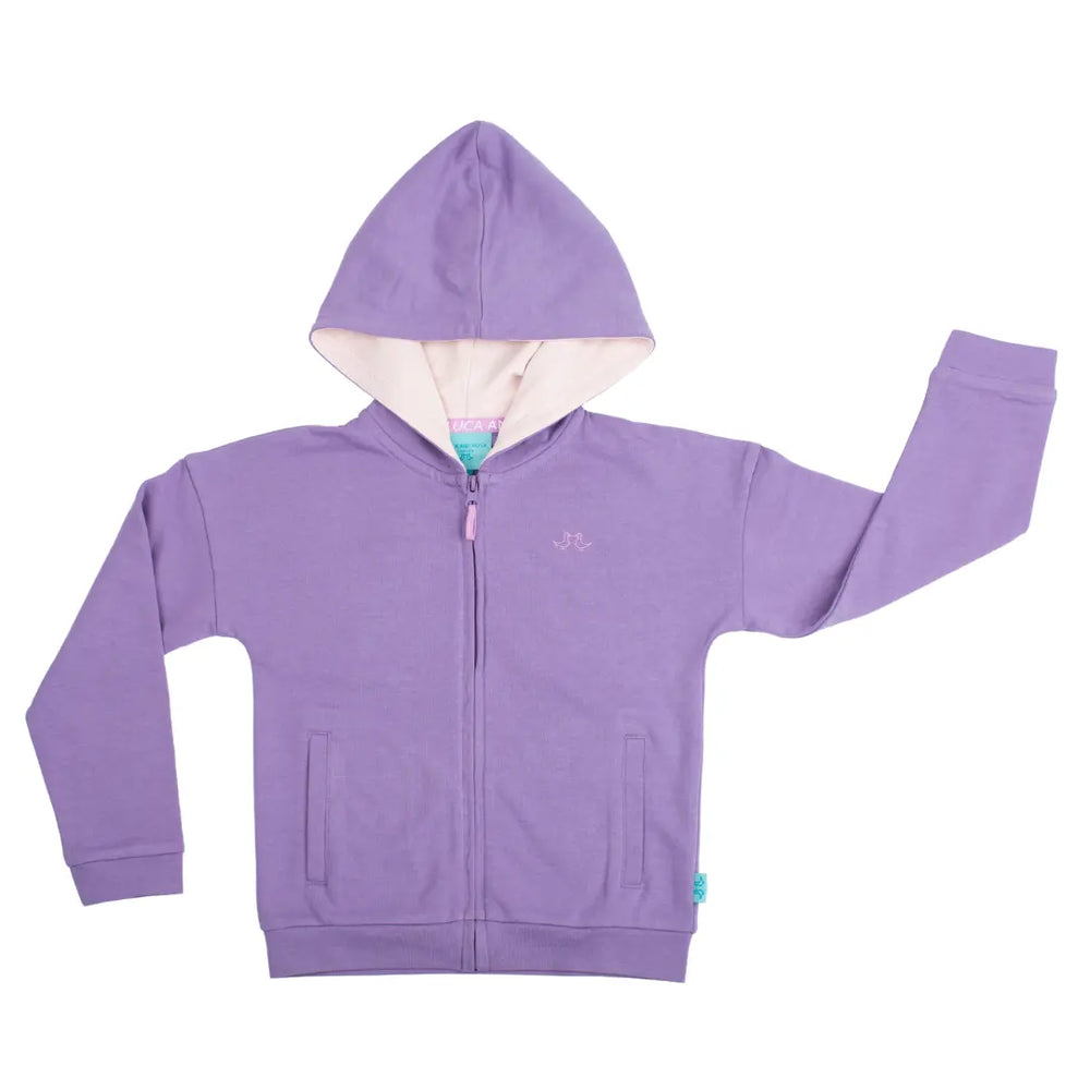 Purple Zip Up Girls Hoodie Luca and Rosa