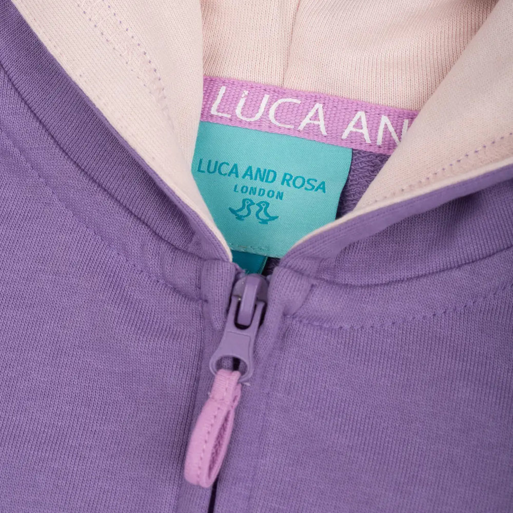 Purple Zip Up Girls Hoodie Luca and Rosa