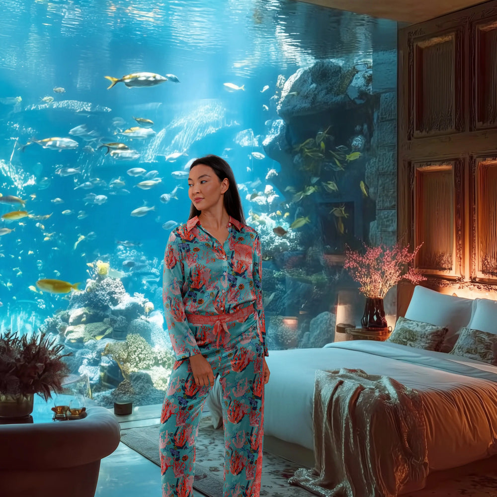 Pyjama Set / "Underwater Coral" Jessica Russell Flint