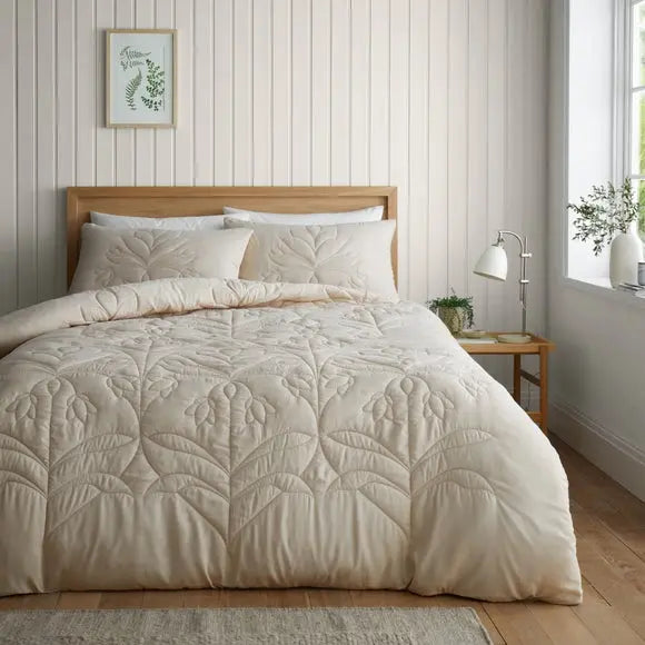 Quilted Nouveau Duvet Cover and Pillowcase Set Dunelm