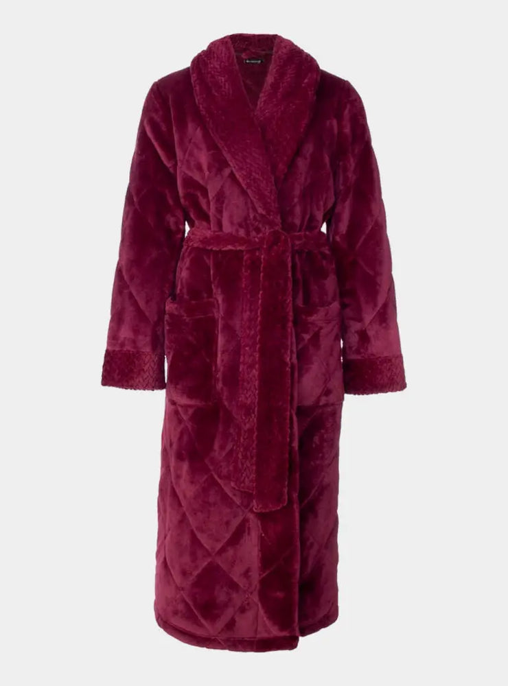 Quilted Velour Robe in Bordeaux Pretty You London