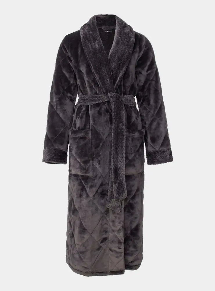 Quilted Velour Robe in Raven Pretty You London