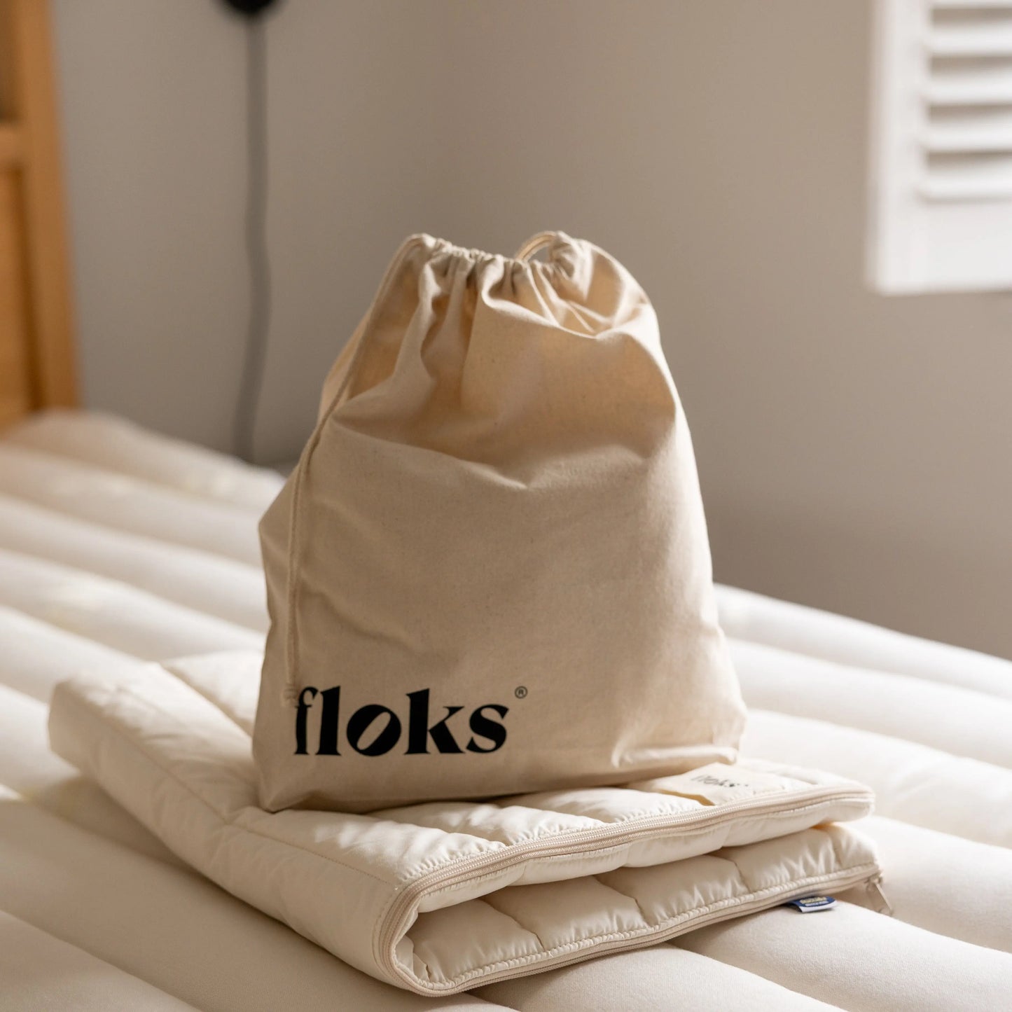 Quilted wool pillow protector pair Floks Home