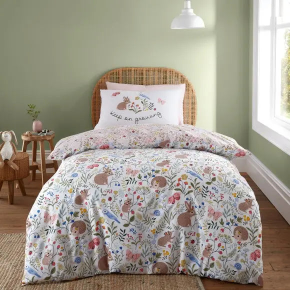 RHS Garden Animals Multicoloured Reversible Duvet Cover and Pillowcase Set Dunelm
