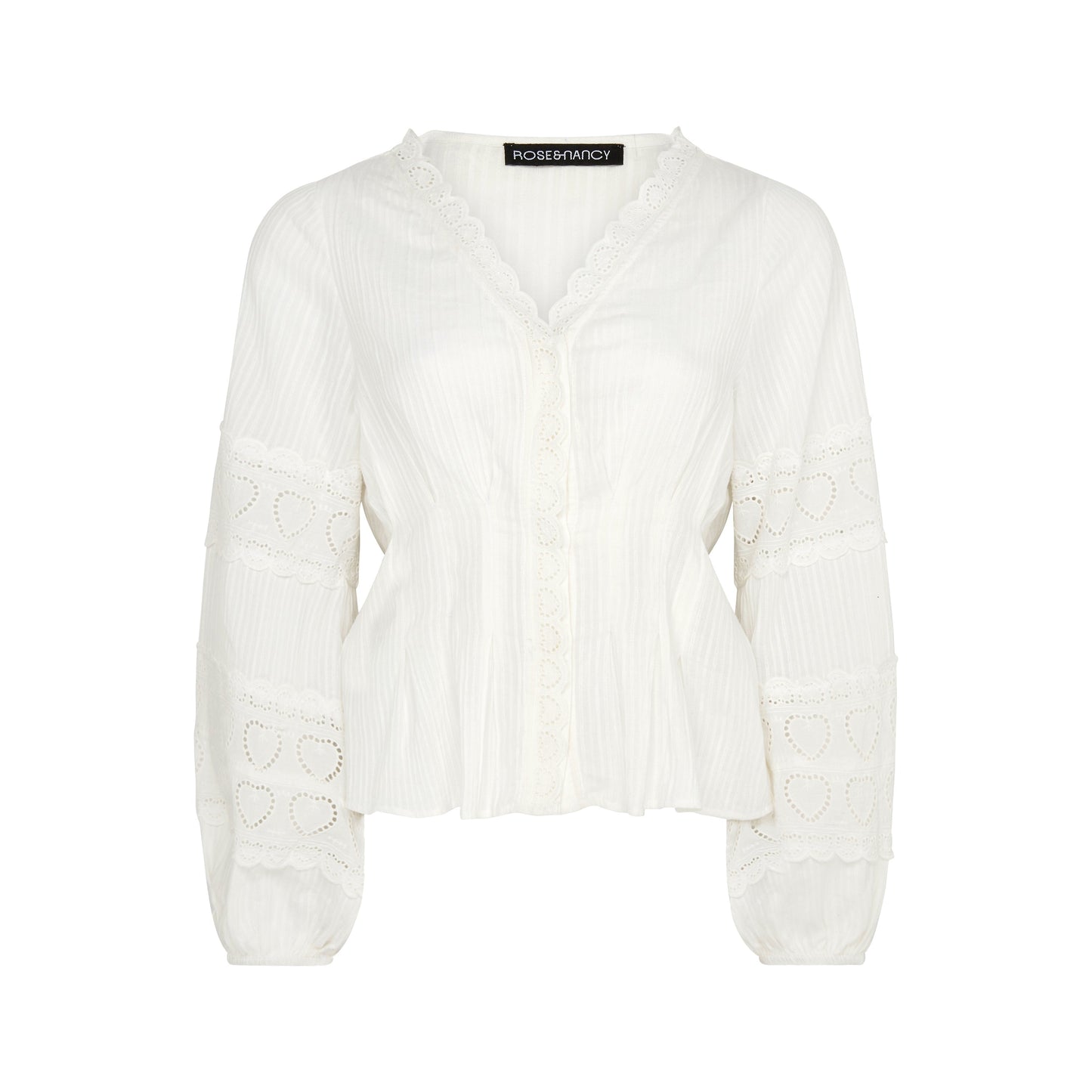 Harri White Cotton Heart Lace Blouse Rose & Nancy
