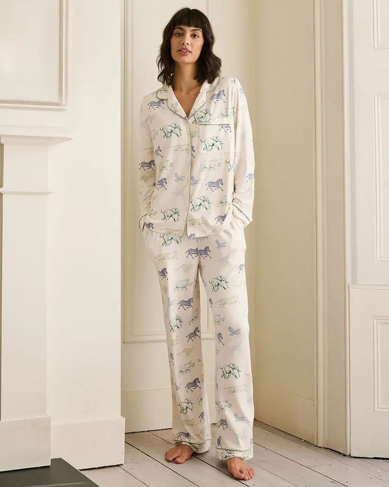 Racing Animals Print Long Pyjama Set Chelsea Peers