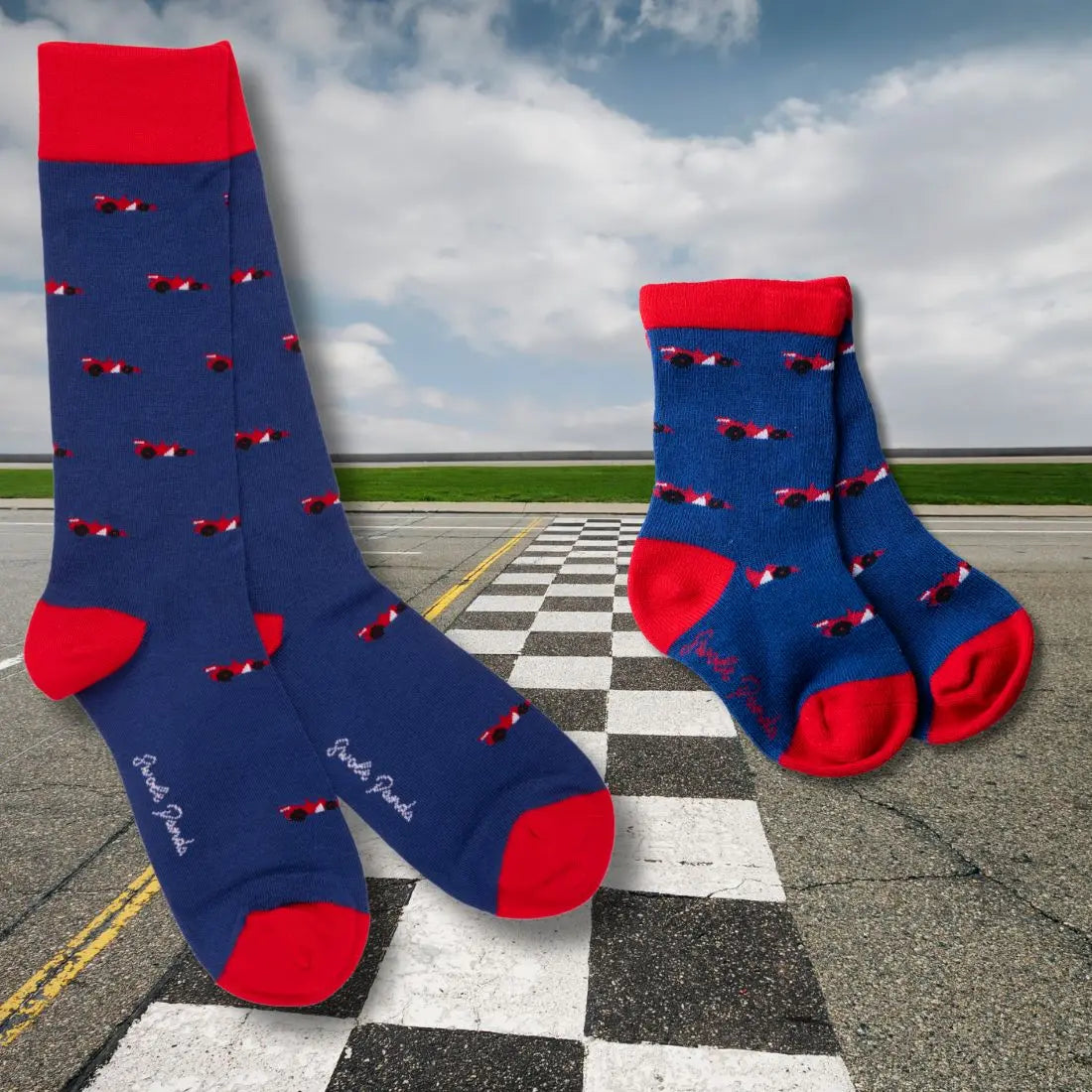 Racing Cars Matching Bamboo Socks (Adult & Child) Swole Panda