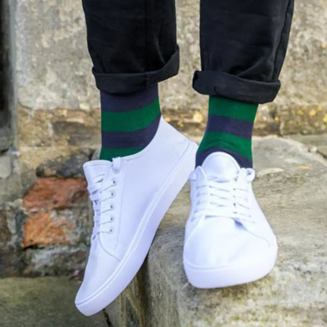 Racing Green Striped Bamboo Socks Swole Panda