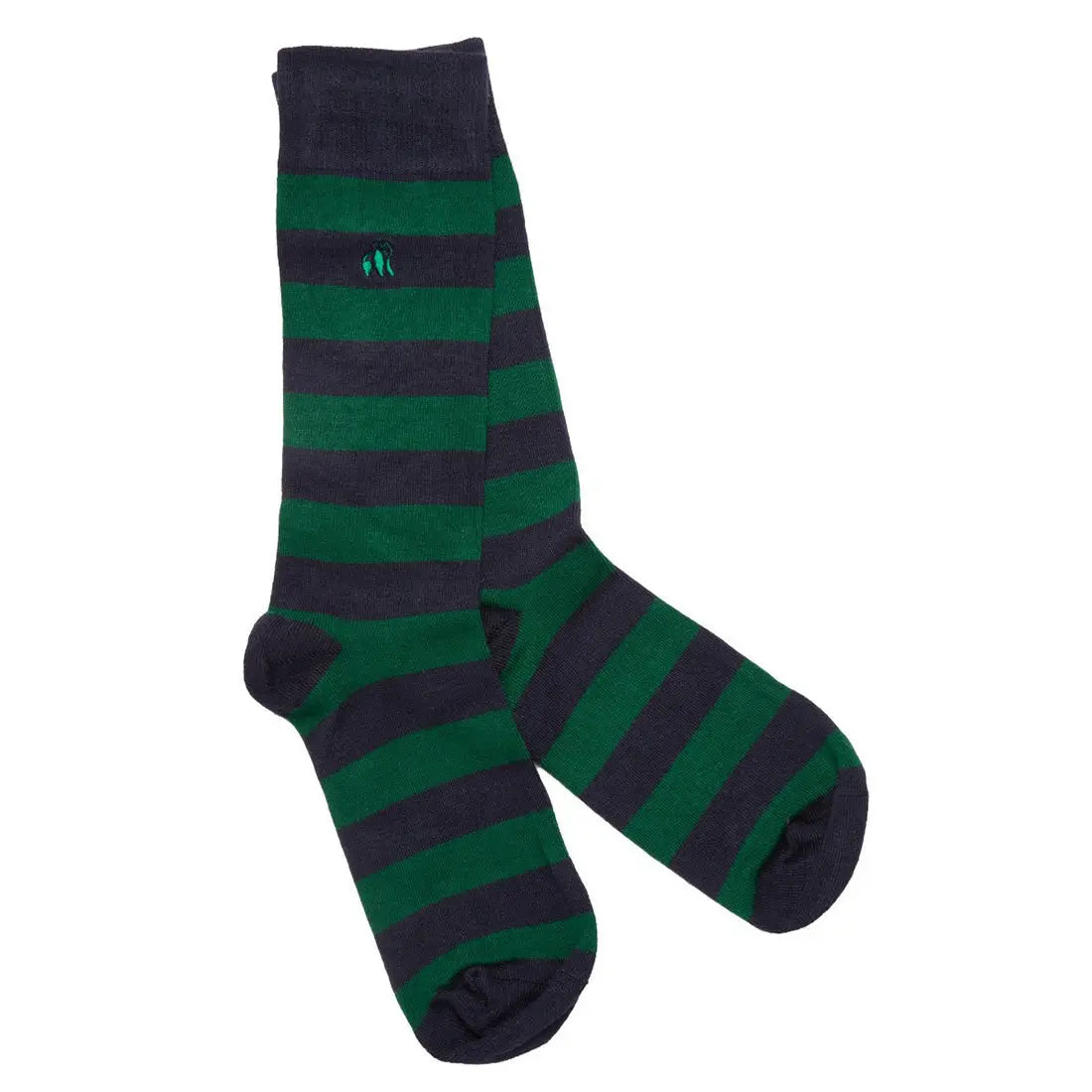 Racing Green Striped Bamboo Socks (Comfort Cuff) Swole Panda