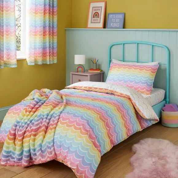 Rainbow Scallop Polycotton Duvet Cover & Pillowcase Set Dunelm
