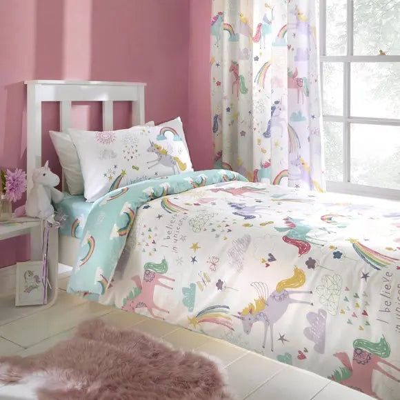Rainbow Unicorn Multicoloured Duvet Cover & Pillowcase Set Dunelm