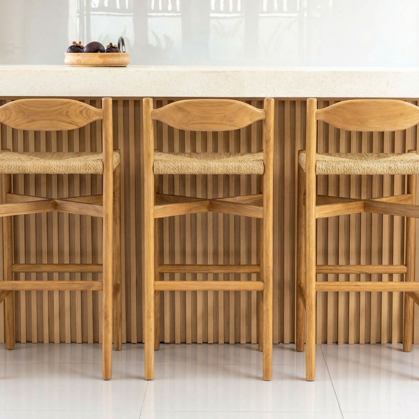 Raka Teak & Rattan Bar Stool The Bali Concept