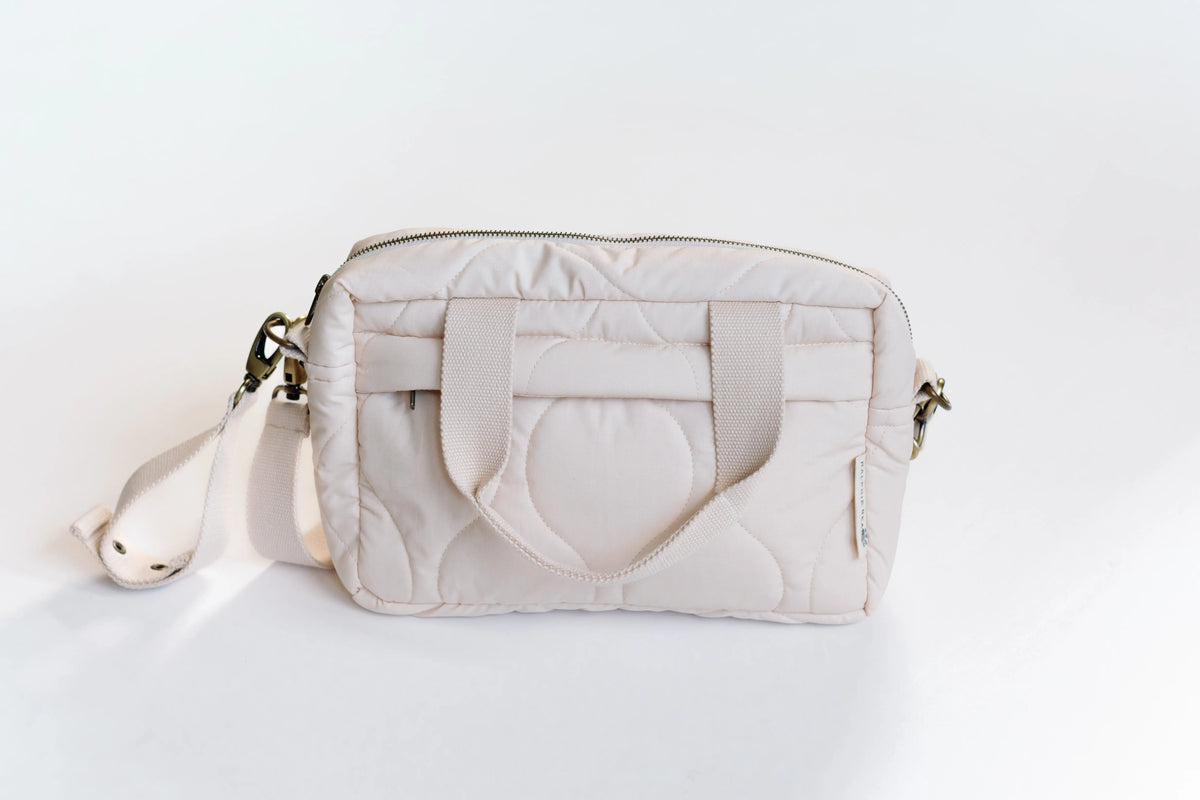 Ralphie Bear Quilted Changing Stroller Bag - Beige/Scallop Ralphie Bear
