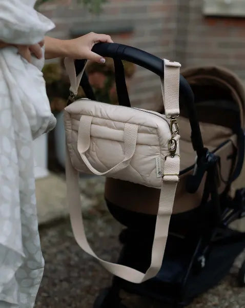 Ralphie Bear Quilted Changing Stroller Bag - Beige/Scallop Ralphie Bear