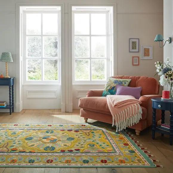 Rani Embroidered Floral Rug Dunelm