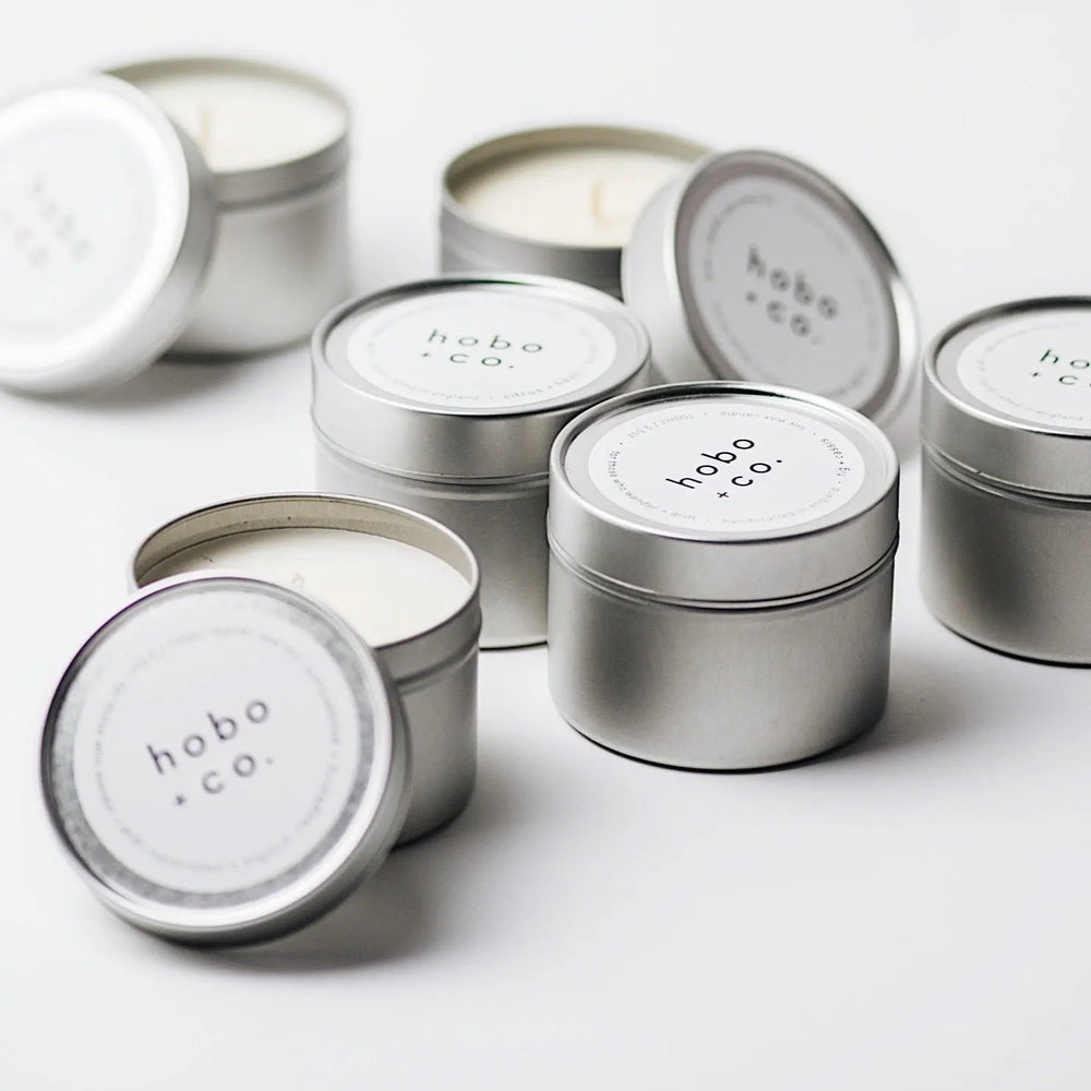 Raspberry + Peppercorn Scented Travel Tin Soy Candle hobo + co.