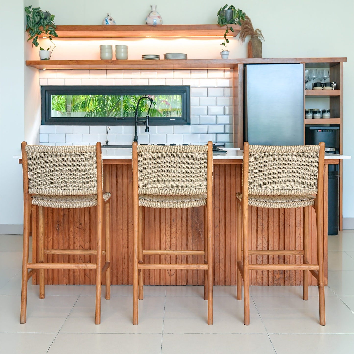 Zara Teak & Rattan Bar Stool The Bali Concept