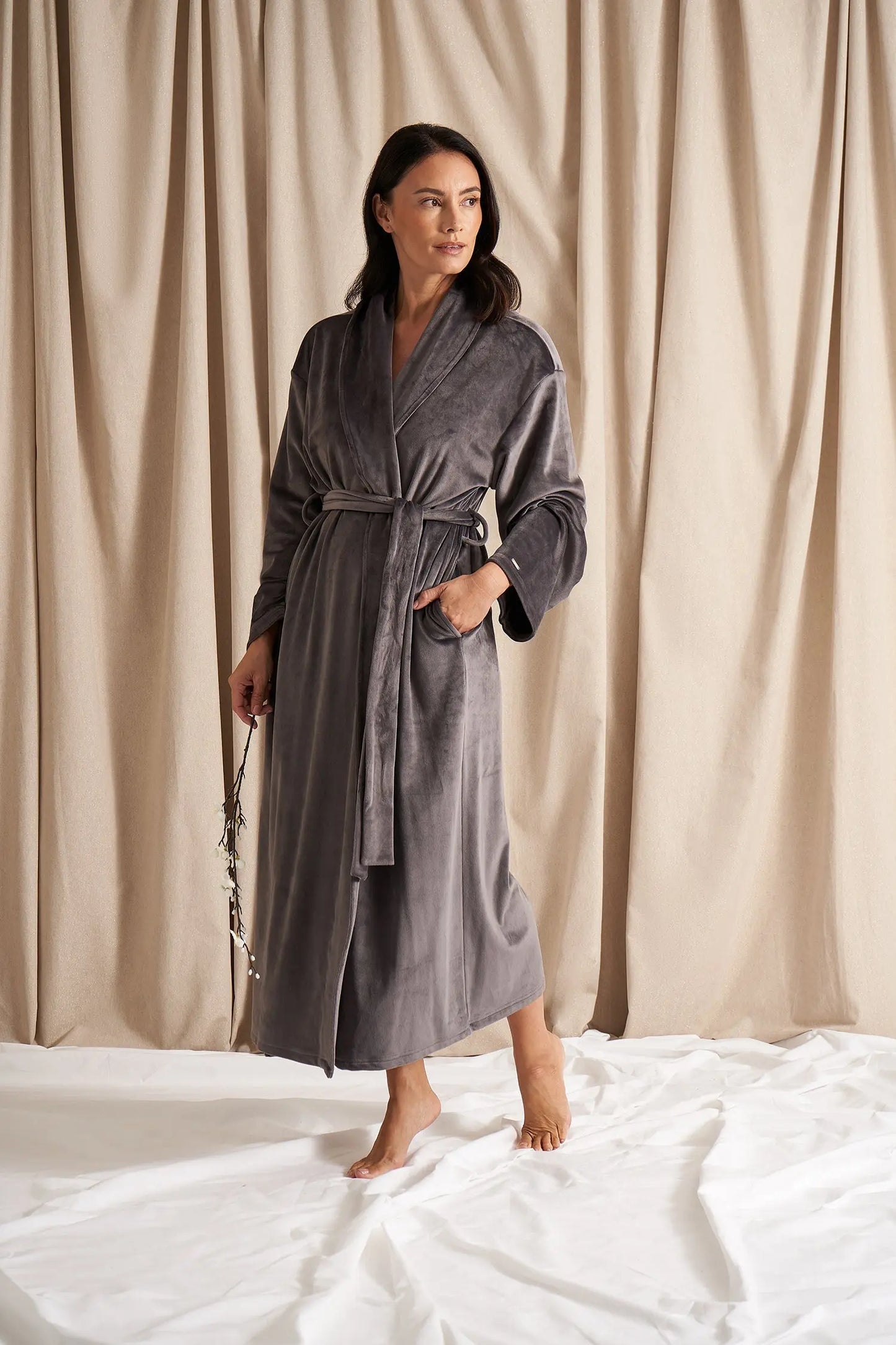 Raven Velour Longline Robe Pretty You London