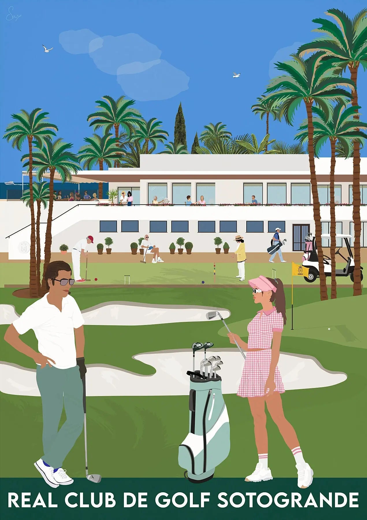 Real Club de Golf Sotogrande Travel art by SAX Doodle