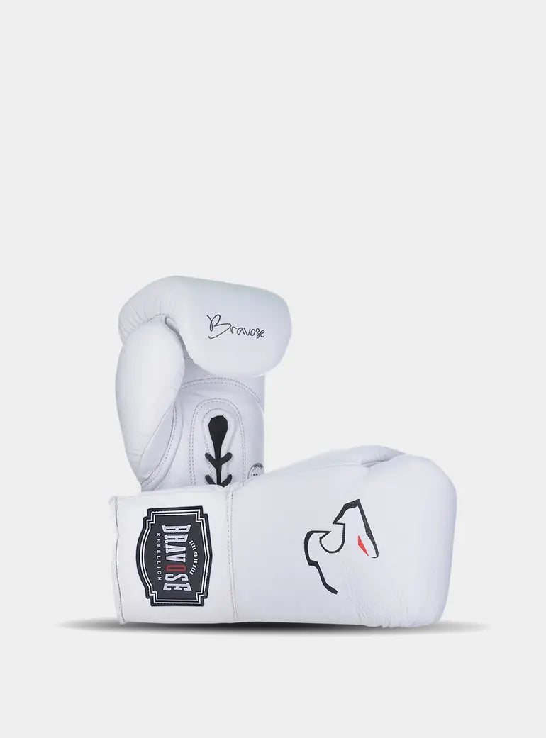 Rebellion Professional Fight Gloves White Bravose