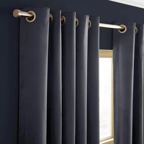 Recycled Velour Eyelet Curtains Dunelm