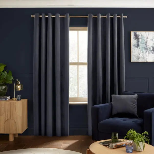 Recycled Velour Eyelet Curtains Dunelm