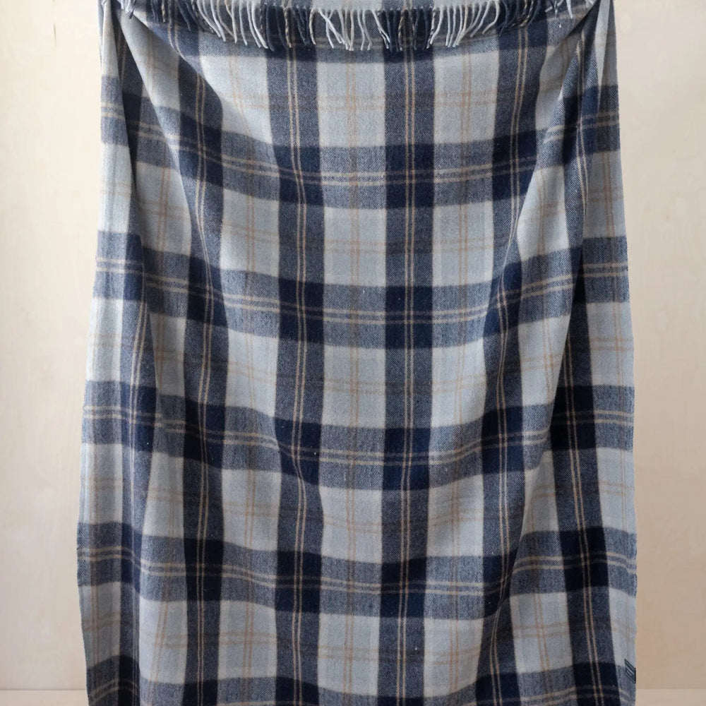 Recycled Wool Blanket in Bannockbane Silver Tartan TartanBlanketCo
