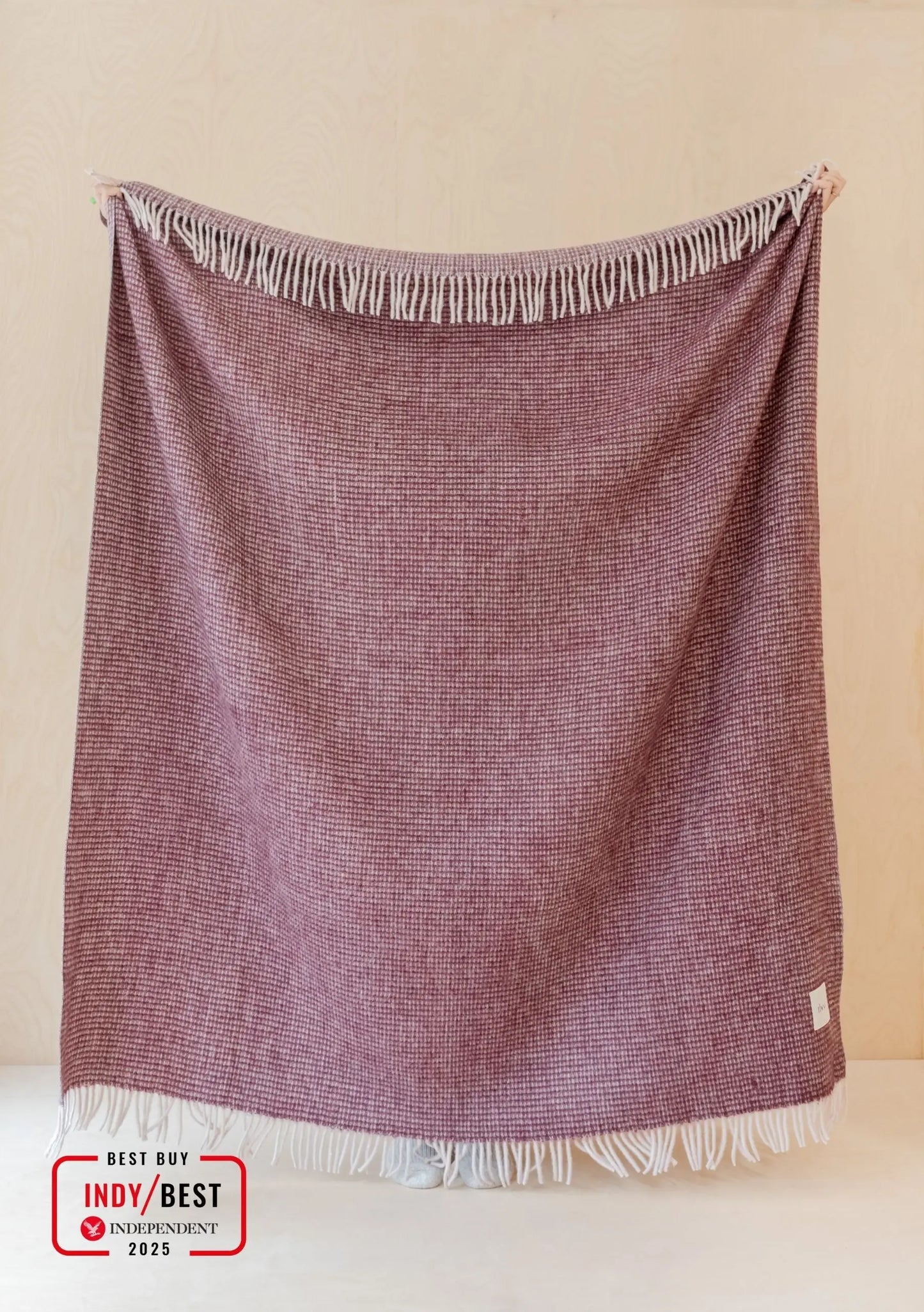 Recycled Wool Blanket in Berry Waffle TartanBlanketCo