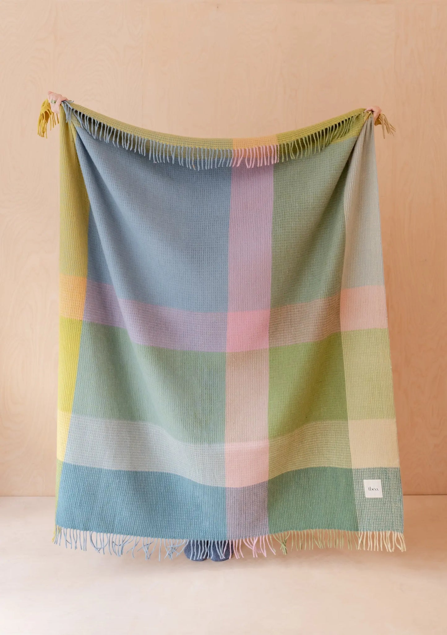 Recycled Wool Blanket in Mustard Frame Check TartanBlanketCo