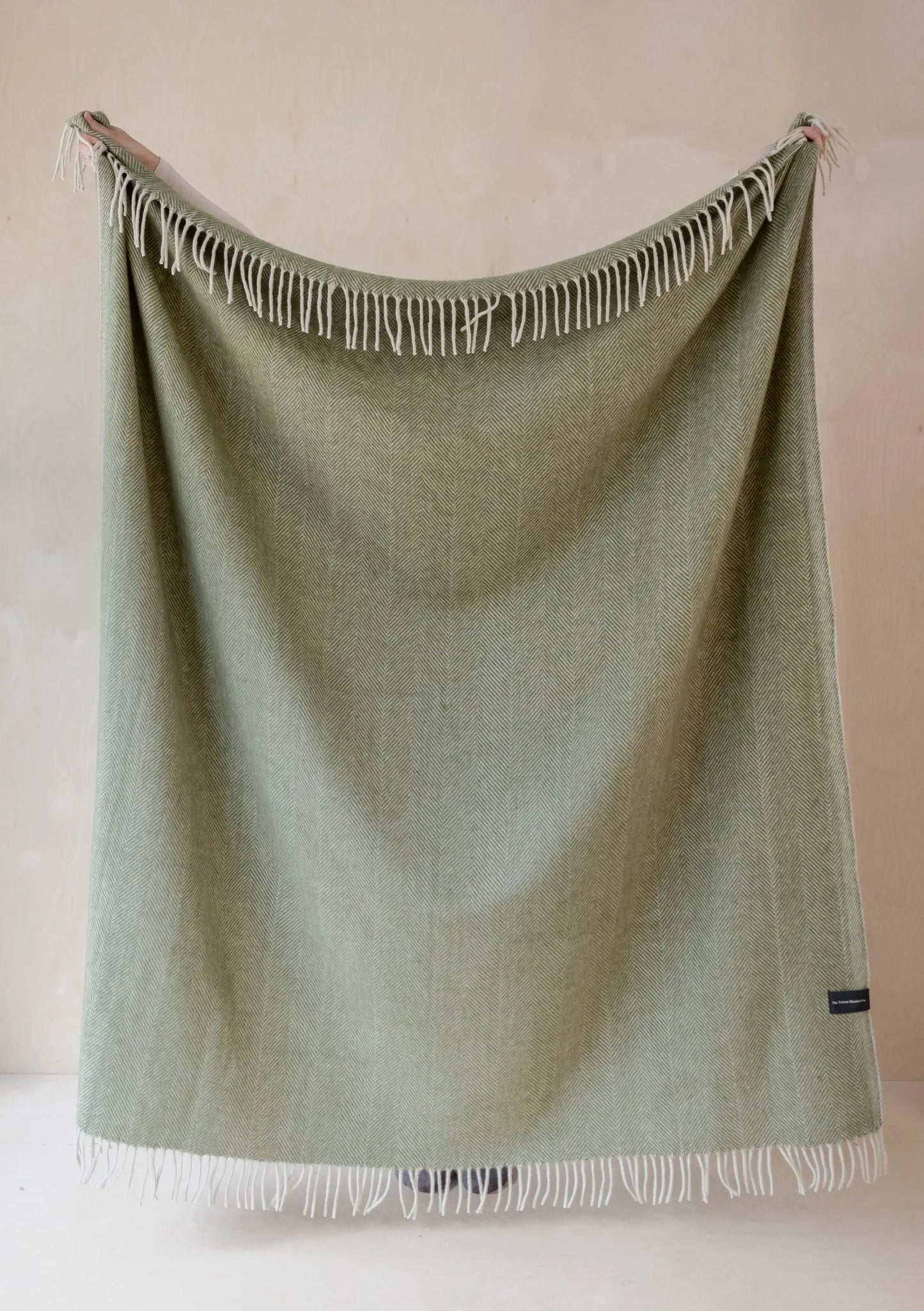 Recycled Wool Blanket in Olive Herringbone TartanBlanketCo