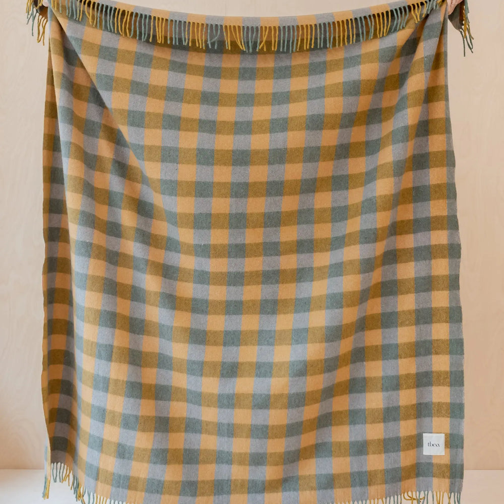 Recycled Wool Blanket in Sage Gingham TartanBlanketCo