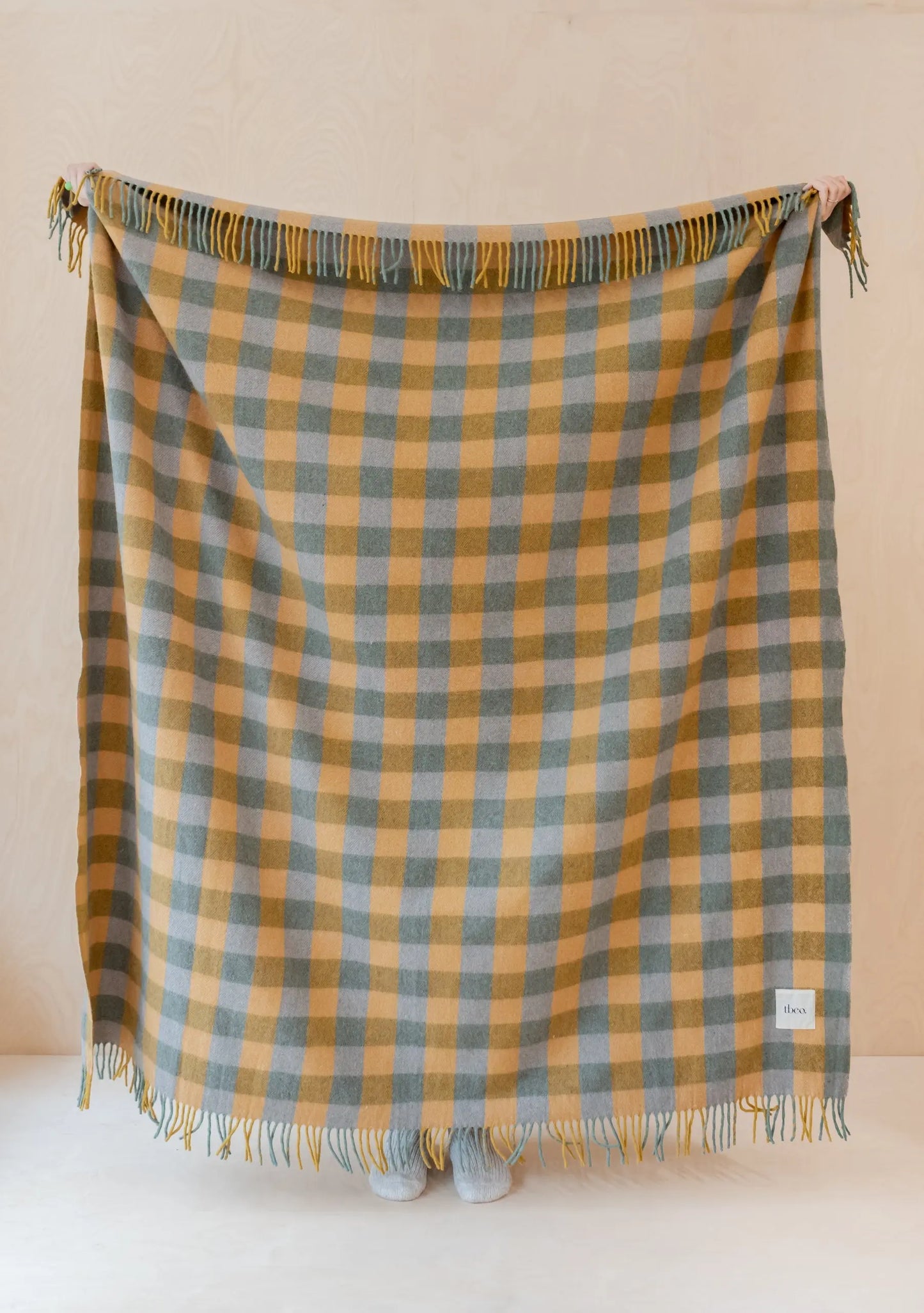 Recycled Wool Blanket in Sage Gingham TartanBlanketCo