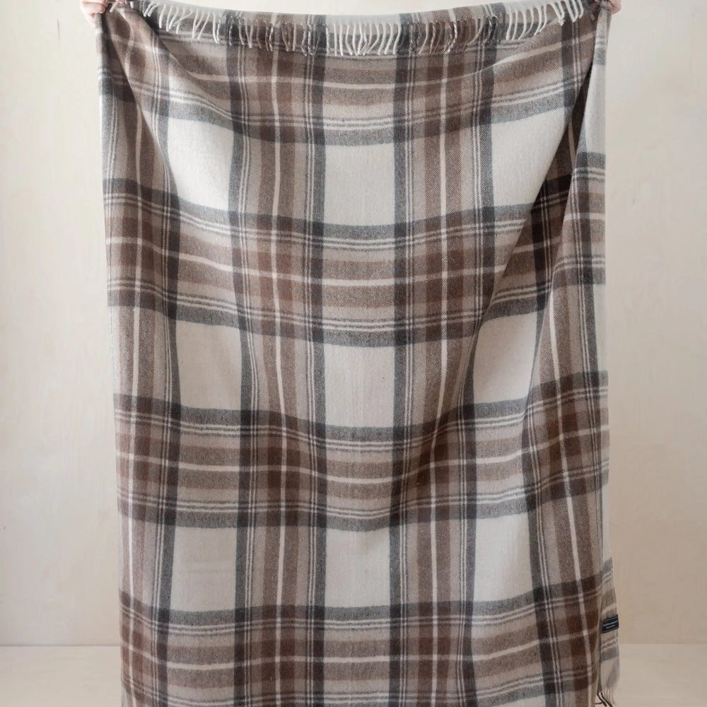 Recycled Wool Blanket in Stewart Natural Dress Tartan TartanBlanketCo