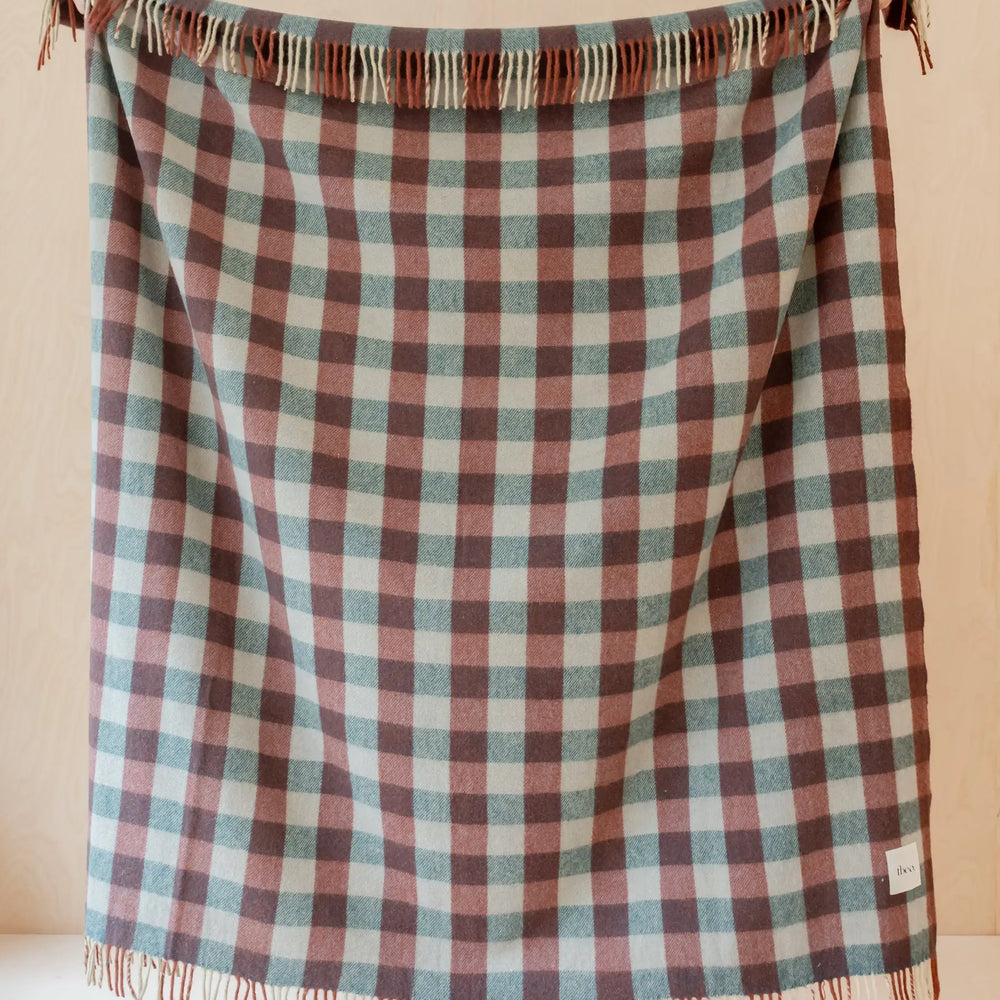 Recycled Wool Blanket in Teal Gingham TartanBlanketCo